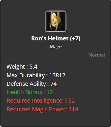 Ron's Helmet (HP) +7